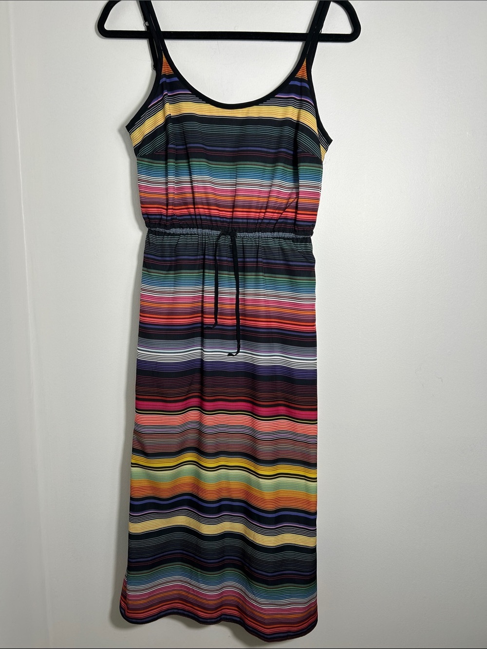 Athleta Striped Sleeveless Maxi Dress XS Multicolor Drawstring Waist